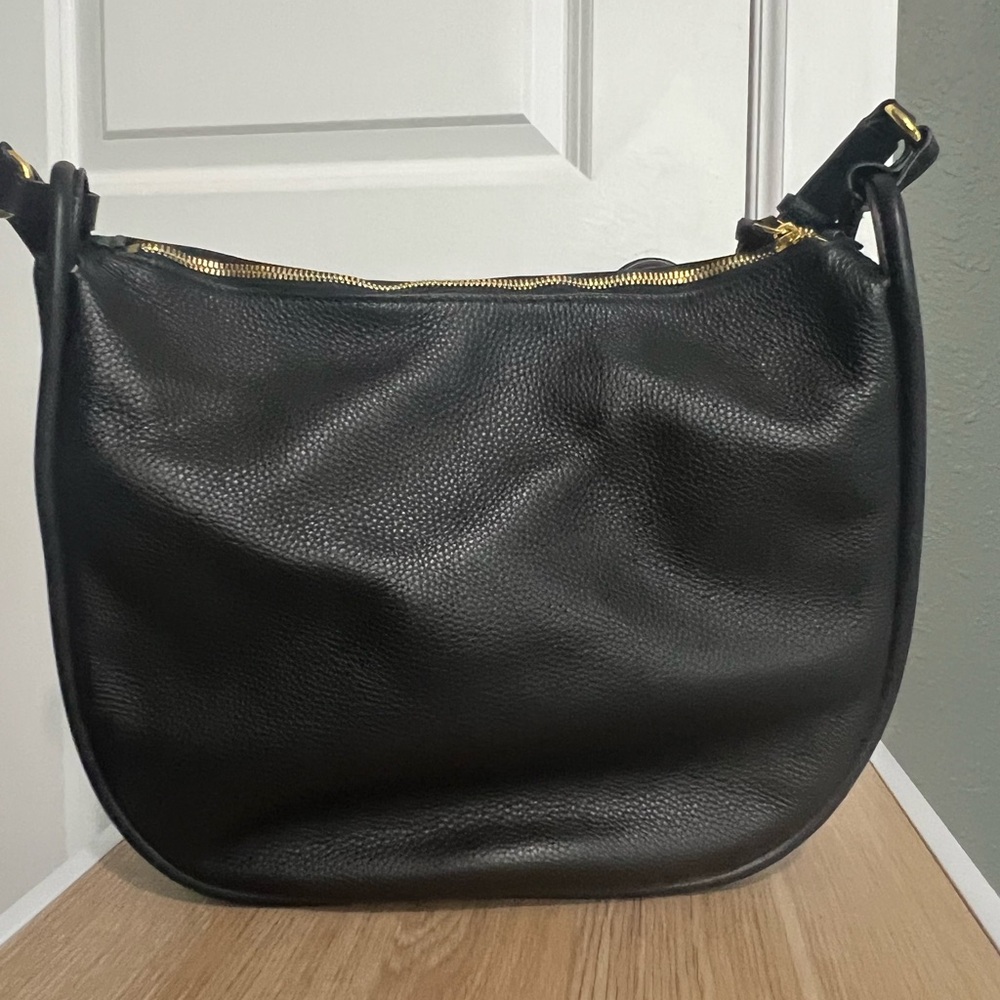 Black Leather Hobo Bag - Classic Everyday Shoulder Bag - Picture 9 of 14